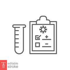 Covid test line icon. Simple outline style. Positive corona virus result, negative, rapid, plasma, research, medical concept. Vector illustration isolated on white background. Editable stroke EPS 10.