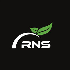 RNS letter nature logo design on black background. RNS creative initials letter leaf logo concept. RNS letter design.