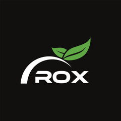 ROX letter nature logo design on black background. ROX creative initials letter leaf logo concept. ROX letter design.