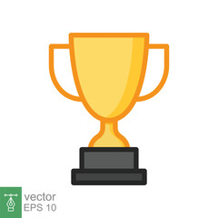 Trophy icon. Simple filled outline style for app and web design element. Winner, award, cup, champ, contest, prize, won concept. Vector illustration isolated on white background. EPS 10.