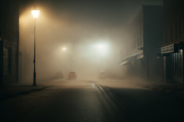 Desolate Urban Scene: A Quiet, Uninhabited Street in the Dead of Night, Loneliness, Isolation