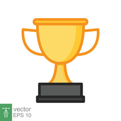 Trophy icon. Simple filled outline style for app and web design element. Winner, award, cup, champ, contest, prize, won concept. Vector illustration isolated on white background. EPS 10.