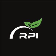 RPI letter nature logo design on black background. RPI creative initials letter leaf logo concept. RPI letter design.