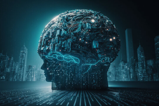 Artificial intelligence with a digital brain.AI robot and Futuristic Innovative Technology. Generative AI