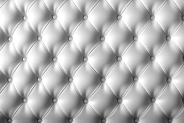 Padded white leather upholster pattern. Quilted leather texture with buttons. Tufted leather closeup