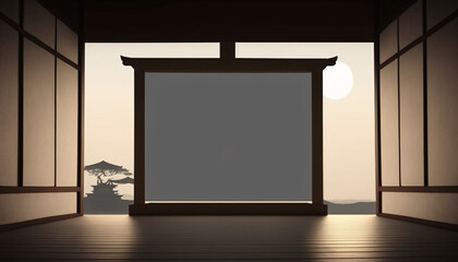 white wall japanese zen theme generative ai