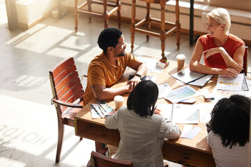 Planning, strategy and business people meeting for design, creative project and brainstorming....