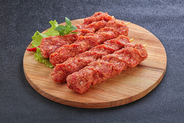 Raw beef kebab minced meat
