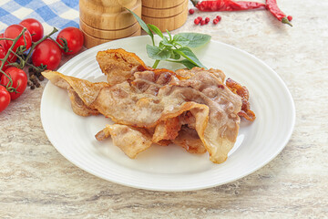 Fried pork bacon for breakfast