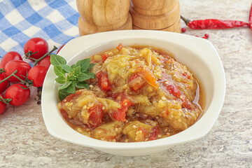 Caucasian Mangal salad with baked vegetables