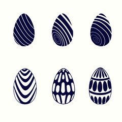 Easter egg black and white doodle illustration, easter egg icon