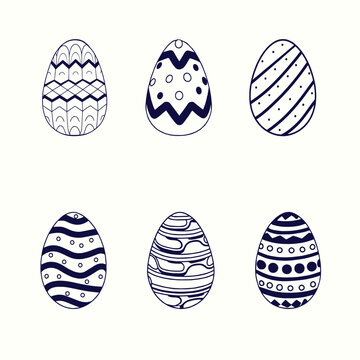 Easter Egg Black And White Doodle Illustration, Easter Egg Icon