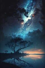 Obraz na płótnie Canvas beautiful starry sky at night mystic Generative AI