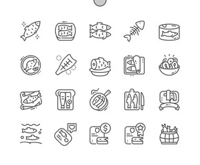 Herring. Marine, fish, seafood. Food shop, supermarket. Menu for cafe. Pixel Perfect Vector Thin Line Icons. Simple Minimal Pictogram