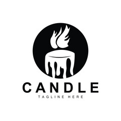 Candle Logo, Flame Lighting Design, Burning luxury Vector, Illustration Template Icon