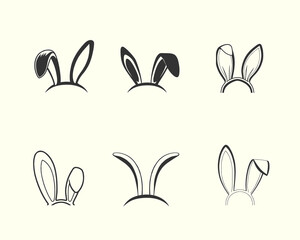 Easter bunny ears illustration collection, hand drawn ear illustration