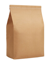 Blank brown kraft paper bag isolated. PNG transparency