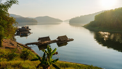 morning at Huai Krathing lake in the North Eastern Thailand Isaan region, famous for its floating...