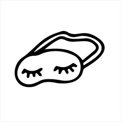 Cute mask for a night's sleep. Blindfold. Vector hand-drawn. Template, icon, exis, clipart, logo.