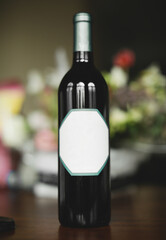 grey Wine bottle blank label product photography design background 