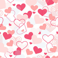Sweet Pink Love Hearts Cute Vector Seamless Pattern