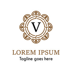 v Letter Vector Logo design with Abstract mandala flower swirl icon vector design