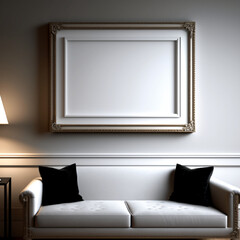 Wall Art Mock Up, Generative AI, Wide Art, Blank	
