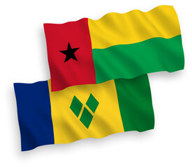 Flags of Saint Vincent and the Grenadines and Republic of Guinea Bissau on a white background