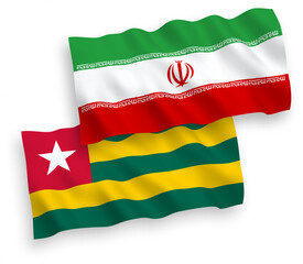 Flags of Togolese Republic and Iran on a white background