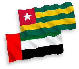 Flags of Togolese Republic and United Arab Emirates on a white background