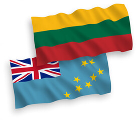 Flags of Lithuania and Tuvalu on a white background