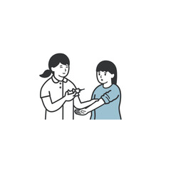 Fototapeta premium 看護師から注射を受ける女性のイラスト