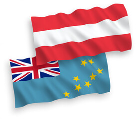 Flags of Austria and Tuvalu on a white background
