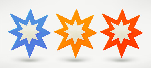 Comic flashes collection isolated on white background. 3d vector illustration