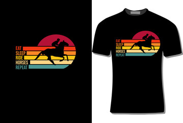 eat sleep ride horses repeat  design with sunset effect