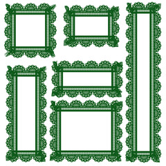 春色、くすみカラーフリルレース四角サイズ各種セット