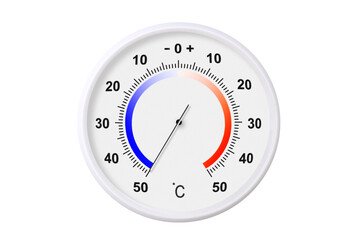Celsius scale thermometer isolated on transparent background. PNG file. Ambient temperature minus 50 degrees