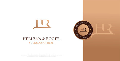 Wedding Logo Initial HR Logo Design Vector