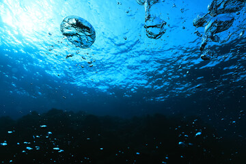 bubbles diving blue abstract underwater background