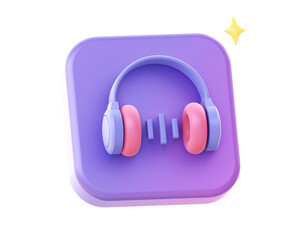 3d render of purple headphone video and music side icon for UI UX web mobile apps social media ads designs
