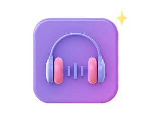 3d render of purple headphone video and music icon for UI UX web mobile apps social media ads designs