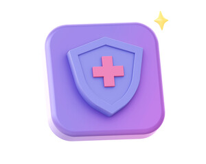 Fototapeta premium 3d render of purple health protection side icon for UI UX web mobile apps social media ads designs