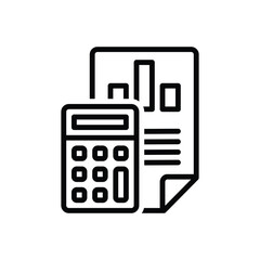 Black line icon for calculation