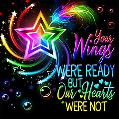 abstract background with stars, your wings where ready but our hearts where not
