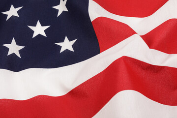 Close up of the American Flag showing the stars and strips