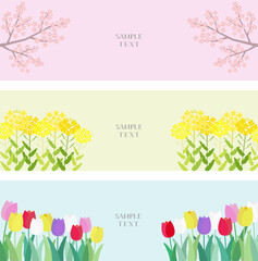 春の花 横長背景 イラスト素材 / vector eps