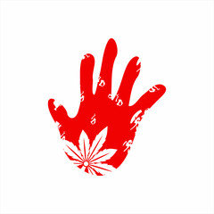 Obraz premium Grunge style hand drawn illustration design with Cannabis leaf. Can be used for posters, banners on drug abuse warnings.