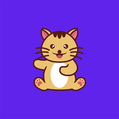 CUTE CAT SITTING LOGO DESIGN