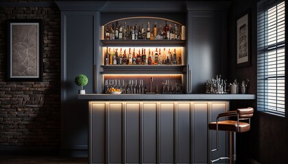 Modern home drink bar interior