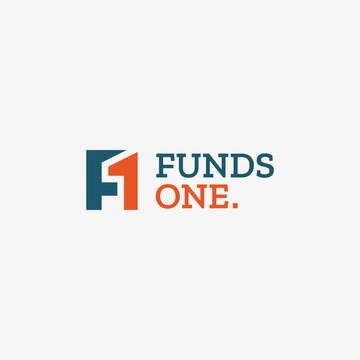 modern initial F and 1 logo business for finance and investment : creative funds one logo iconic vector design template isolated on white background